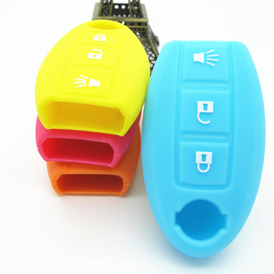 橙色日產3鍵帶標硅膠汽車鑰匙套