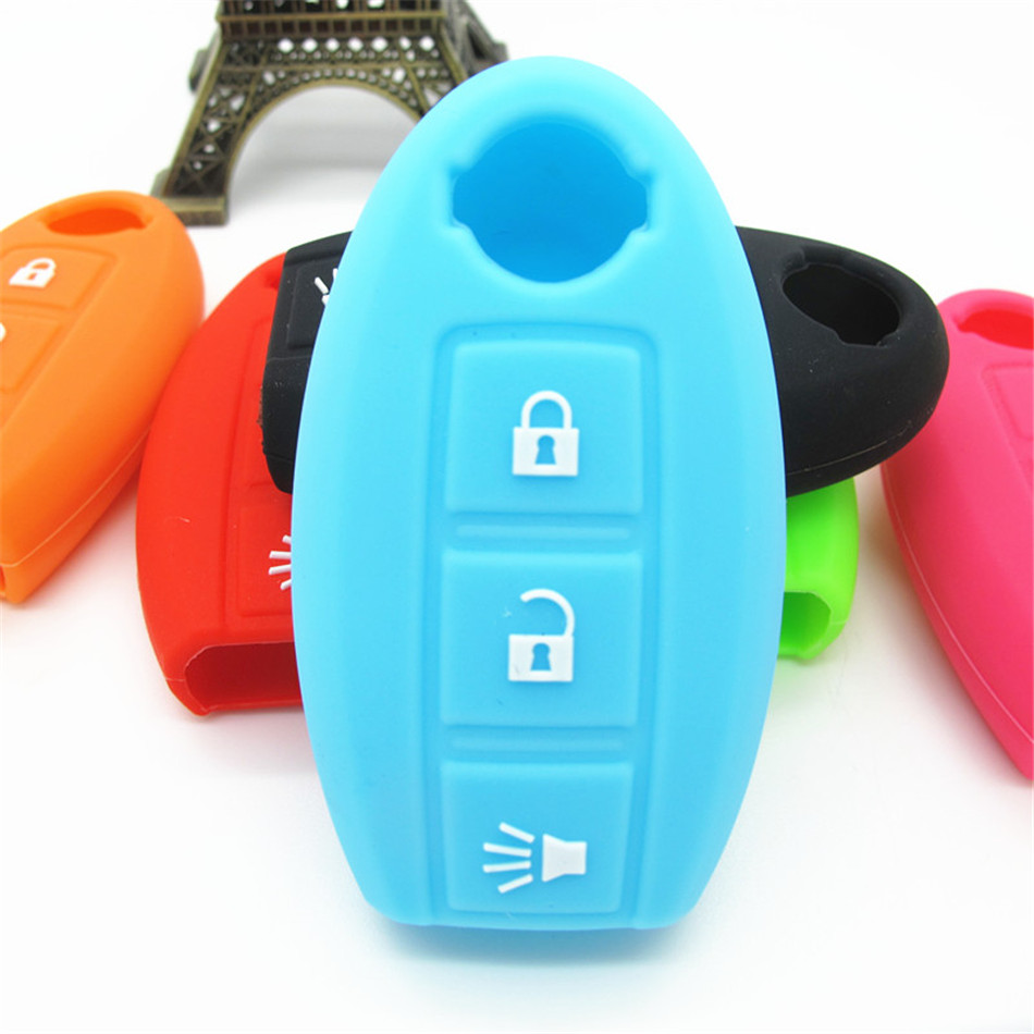 橙色日產3鍵帶標硅膠汽車鑰匙套